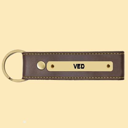 SY Gifts Ved Name Brown Artificial Leather Keychain Key Chain