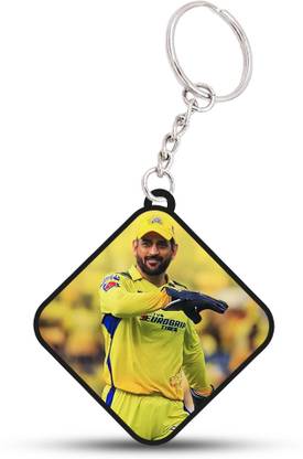 VINODHANA Dhoni Keychain / CSK Dhoni Rectangle Front and back Printed Key Chain