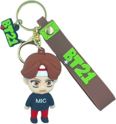 Shopeekendar BTS BT21 Jin Character Silicon Rubber 3D Keychain with Lanyard Hook Key Chain
