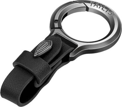 Augen Belt Loop Vegan Leather Leaf Key Ring Black Key Chain