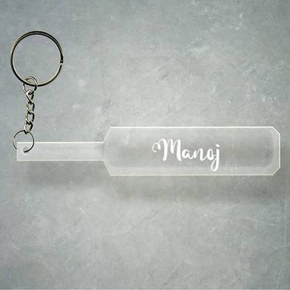 SY Gifts Cricket Bat Logo Design With Manoj Name Key Chain