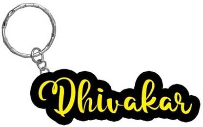 SY Gifts Dhivakar Name Black Yellow Name Keychain Key Chain
