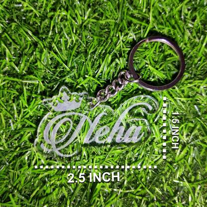 Party Gift Customize Acrylic Glass Name With Crown Engraved Keychain Key Chain