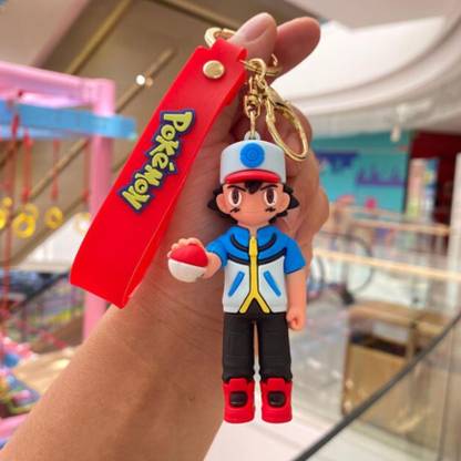 Mubco Pokemon Ash Ketchum 3D Keychain | Strap Charm & Hook |PVC Cartoon Model Toy Gift Key Chain