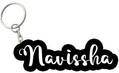 SY Gifts Navissha Black White Name Keychain Key Chain
