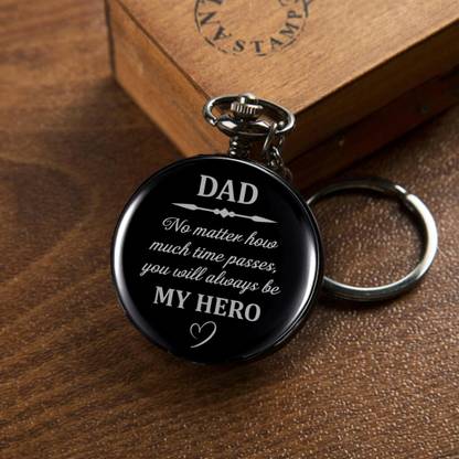 GT Gala Time Dad My Hero Black Pocket Watch Bike Key Chain Key Ring for Men Father's Day Gift Key Chain