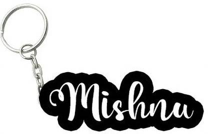 SY Gifts Mishnu Black White Name Keychain Key Chain