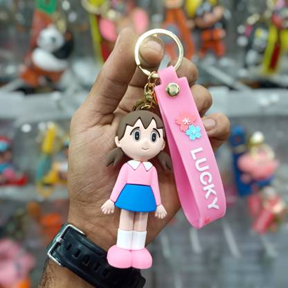 Tiny Tim Cute Anime Doremon Shizuka Silicone 3D Keychain with Charm, Hook, Keyring Key Chain