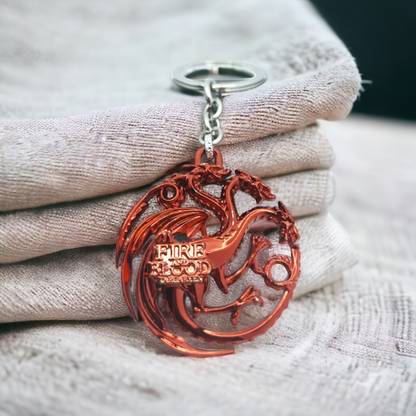 OHZEN Game Of Thrones 3 Headed Dragon Keychain (Red)Pack-1 Key Chain