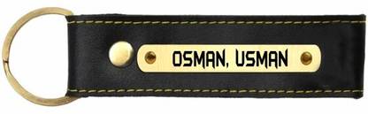 SY Gifts Osman, Usman Name Black Leather Keychain Key Chain