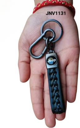 JNV Black Leather Keychain Compatible With Jeep Compass | Wrangler | Meridian Car Key Chain