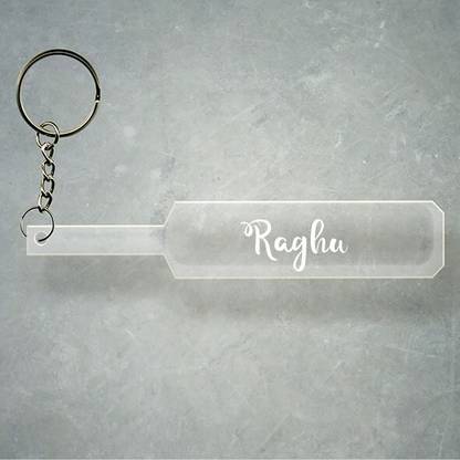 SY Gifts Cricket Bat Logo Design With Raghu Name Key Chain
