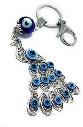 ravariya graphics Peacock Evil Eye Keychain Key Ring for Women Men Wall,Car Hanging Decoration Key Chain