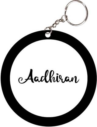 SY Gifts Aadhiran Name Black Keychain Key Chain