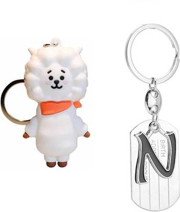 Newview RJ N BLADE ALPHABET BTS Army Characters 3D Rubber Keychain and Keyring Key Chain