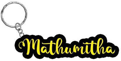 SY Gifts Mathumitha Name Black Yellow Name Keychain Key Chain