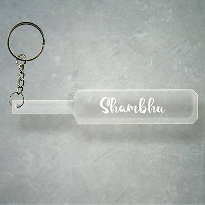 SY Gifts Cricket Bat Logo Design With Shambhu Name Key Chain