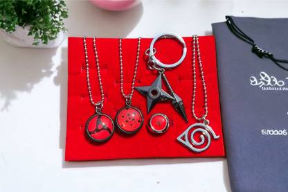 Skycart Anime Naruto Akatsuki Symbol Ring And pendant ,Keychain Key Chain