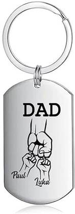 Myurawells Personalized Fist Keychain for Dad Custom Name Keychain Key Chain