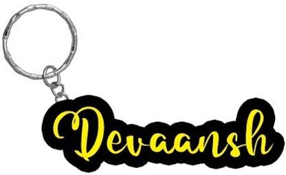 SY Gifts Devaansh Name Black Yellow Name Keychain Key Chain