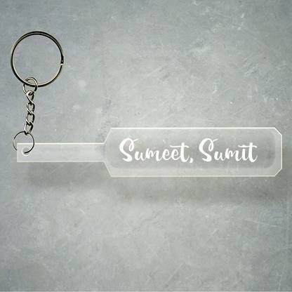 SY Gifts Cricket Bat Logo Design With Sumeet, Sumit Name Key Chain