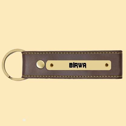 SY Gifts Birwa Name Brown Artificial Leather Keychain Key Chain