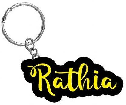 SY Gifts Rathia Name Black Yellow Name Keychain Key Chain