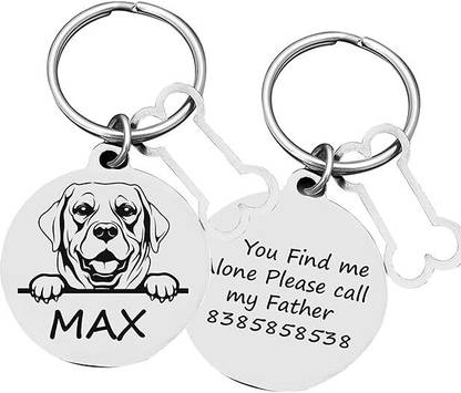 MOHIT CRAFT Personalize Black Engraved Name Collar Tag for Your Loving Pet Dog, Key Chain