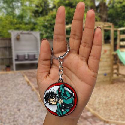 Daiyamondo Unleash the Fury: Angry Tanjiro Rotating Keychain Anime Fans Essential Accessory Key Chain
