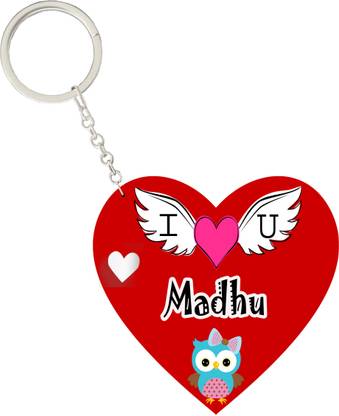 MorFex Madhu Name Beautiful Heart Shape Arclic Keychain Best Gifts for Your Special Key Chain
