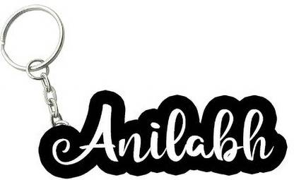 SY Gifts Anilabh Black White Name Keychain Key Chain