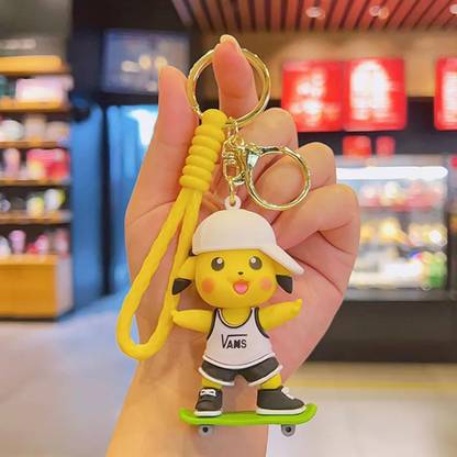 मबको Pokemon Pikachu Skateboard Keychain | Strap Charm & Hook | Cartoon Figure Toys की चेन