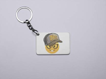 Rushaan Rabbit Teeth with a Cap Emoji- Printed Acrylic Keychains(Pack Of 2) Key Chain