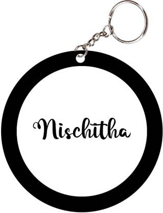 SY Gifts Nischitha Name Black Keychain Key Chain