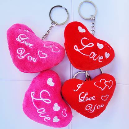 theperfectbazaar.com Cute Heart Shape Keychain pack of 4 (2 pink, 2 red) Key Chain