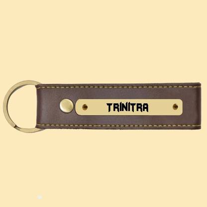 SY Gifts Trinitra Name Brown Artificial Leather Keychain Key Chain