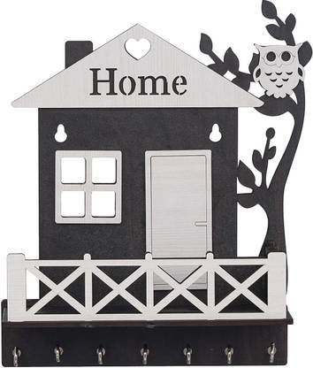 KAAC HANDICRAFTS Premium 'HOME'Desginer Wooden Key Holder for Home/Office Decor Wood Key Holder