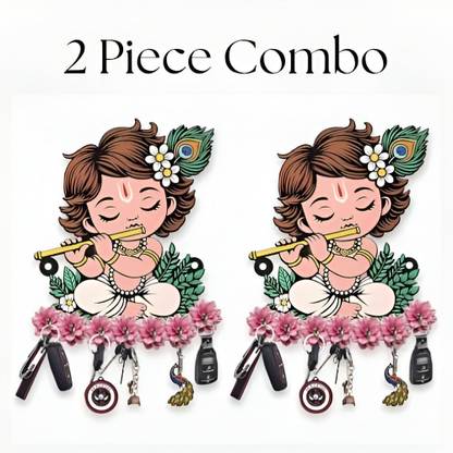 Kiya Craft N Canvas Cute Bal Krishna Key Hanger Combo – Decorative Key Rack Wood Key Holder