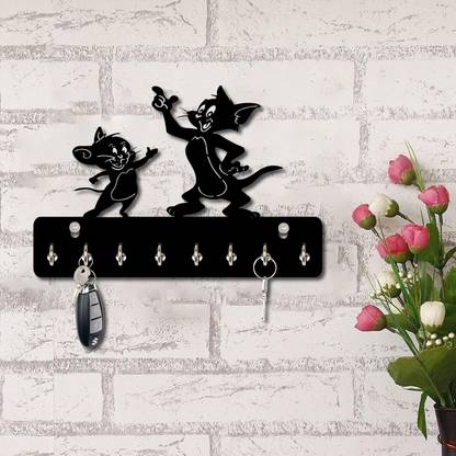 Kenware Tom & Jerry Designer 8 Hooks Office Wall Mount Decorative Keys Organizer Wood Key Holder