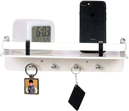 Spacekeeper Acrylic Key Holder with Shelf 2 in 1 Multipurpose/Key with Wall Mount Acrylic Key Holder