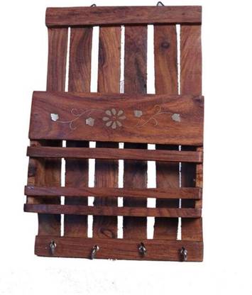 DARING HOME Handmade Wooden Hanging Key Holder with Comb Stand Wood Key Holder