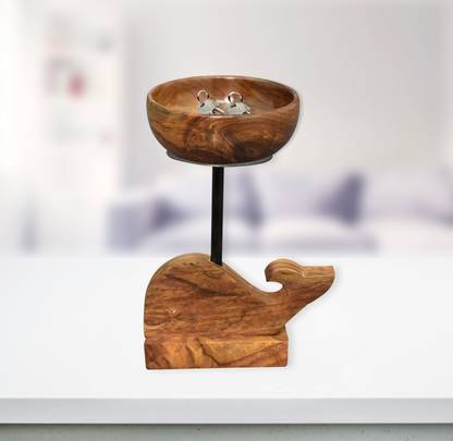 Green Decor Key Bowl for Entryway Table Decor Figurine Key Storage Holder Metal & Wood Key Holder