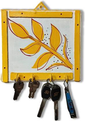elons Wooden Hanger with 4 Hook Adjustable Clothes Hanger for Lingerie,Belt,Tie,Key Wood Key Holder