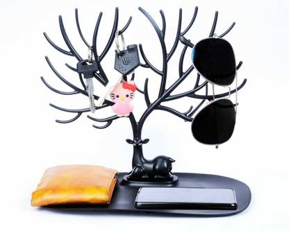 Ecnailer Deer Key Stand_24 Hooks_Black Plastic Key Holder