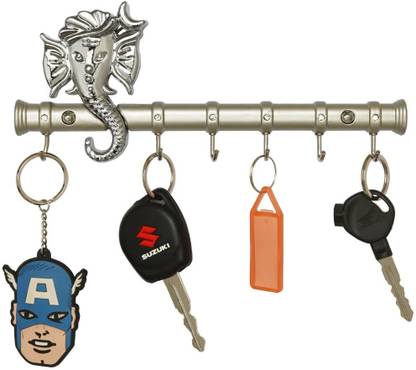 RKOING Ganesha Key Holder Lord Ganpati Key Stand Home Design Key Holders Wall Mounted Brass Key Holder