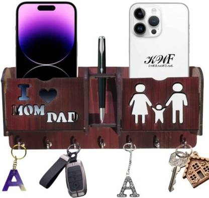 KWF INTERNATIONAL MOM DAD Wood Key Holder
