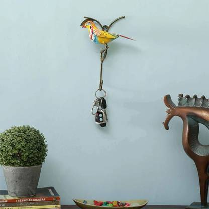 Trinity Craft Iron Handpainted Tree Bird Key Holder, Hanging for Decor Items (7x2x9) Inch Iron Key Holder