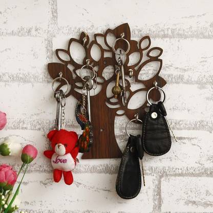 JaipurCrafts Premium Tree Shaped Wooden Key Stand For Home and Office Decoration Wood Key Holder