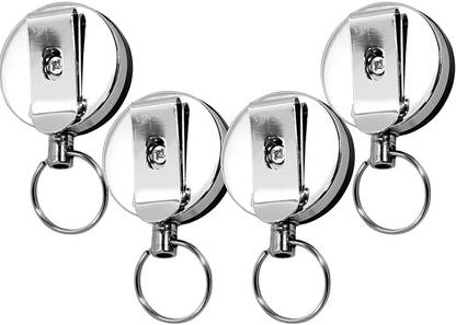 MEHAKENT Retractable ID Badge Holder Yo-Yo Key Card Holder - Round Steel Key Holder