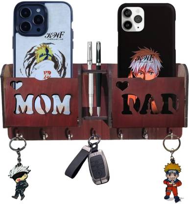 KWF INTERNATIONAL MOM DAD Wood Key Holder